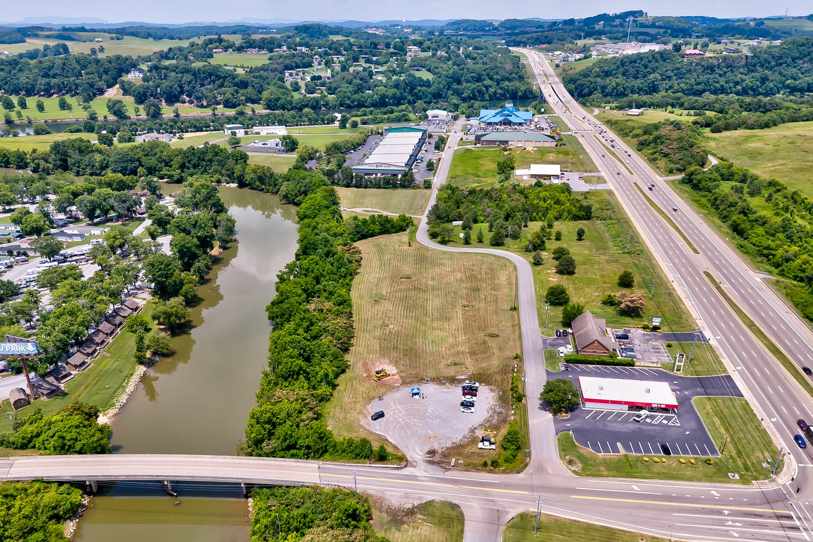 Aerial view of a development site before construction