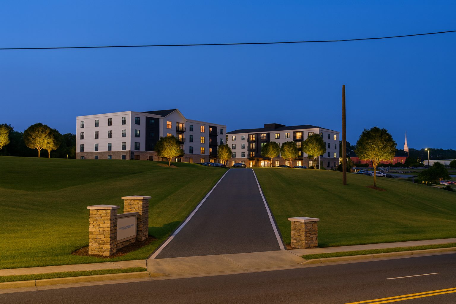 Rendering of the Middlebrook entrance at night