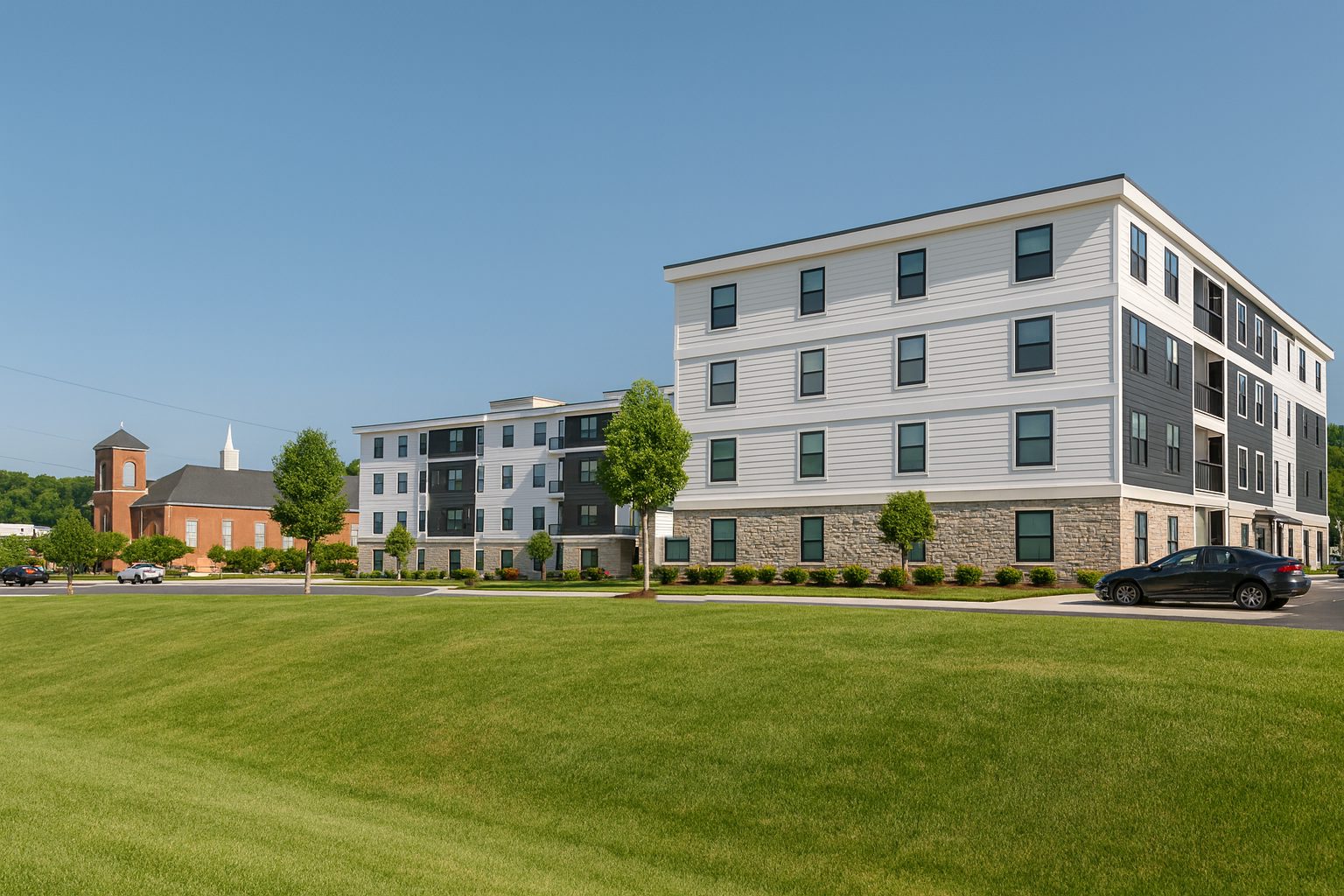 Street view rendering of the Middlebrook apartment buildings