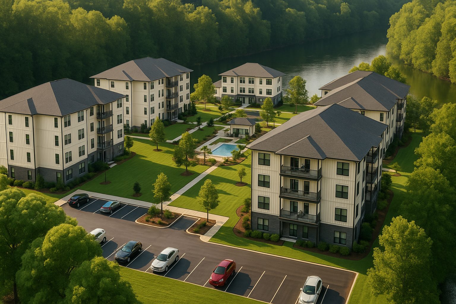 Rendering of Smoky Mountain Flats along the river